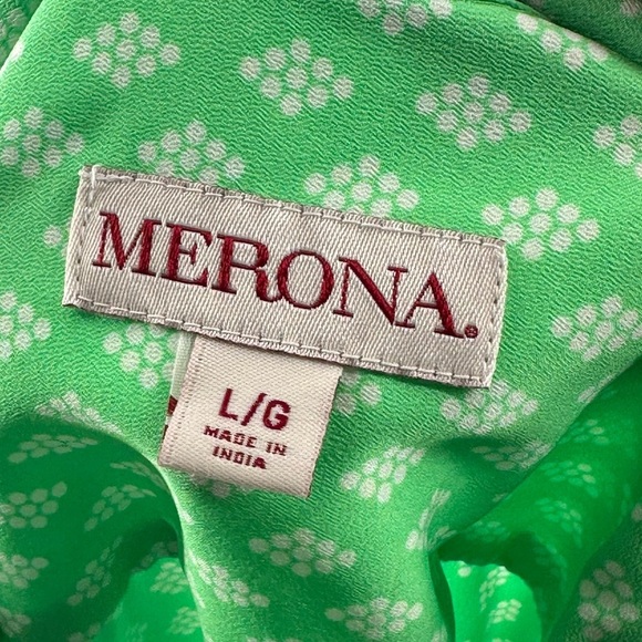Merona womens top size L green button down retro - Picture 10 of 11